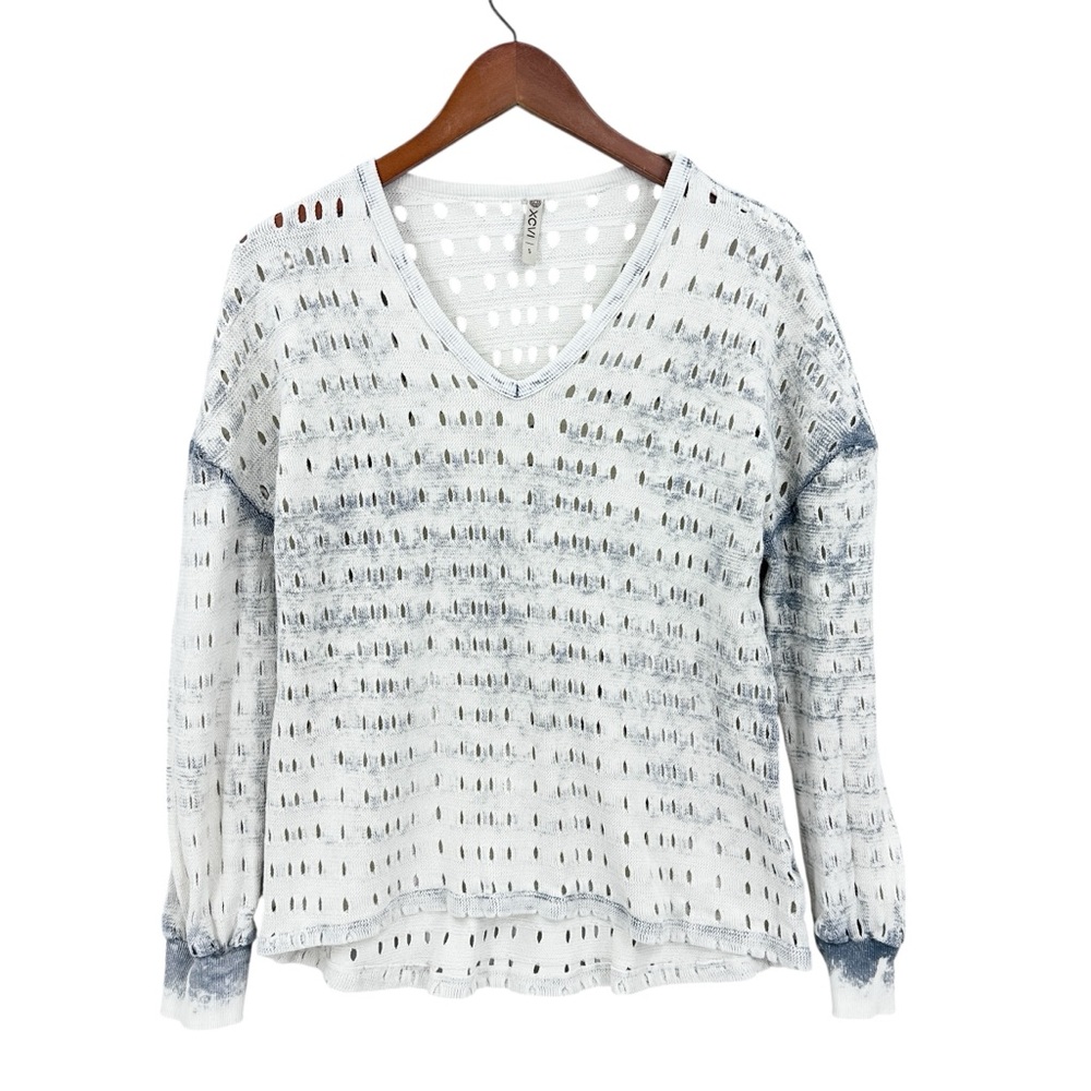XCVI Sweater Tie Dye Knit V-Neck Grunge Boho Casual